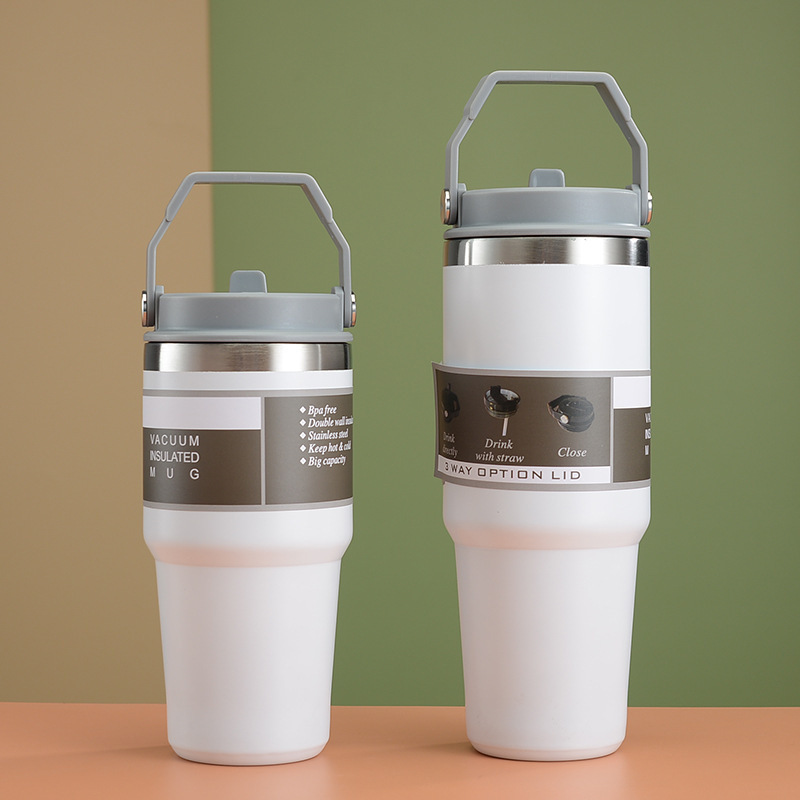 Image of Cross-border portable 850ml car cup stainless steel vacuum suction cup outdoor car ice pack thermos mug