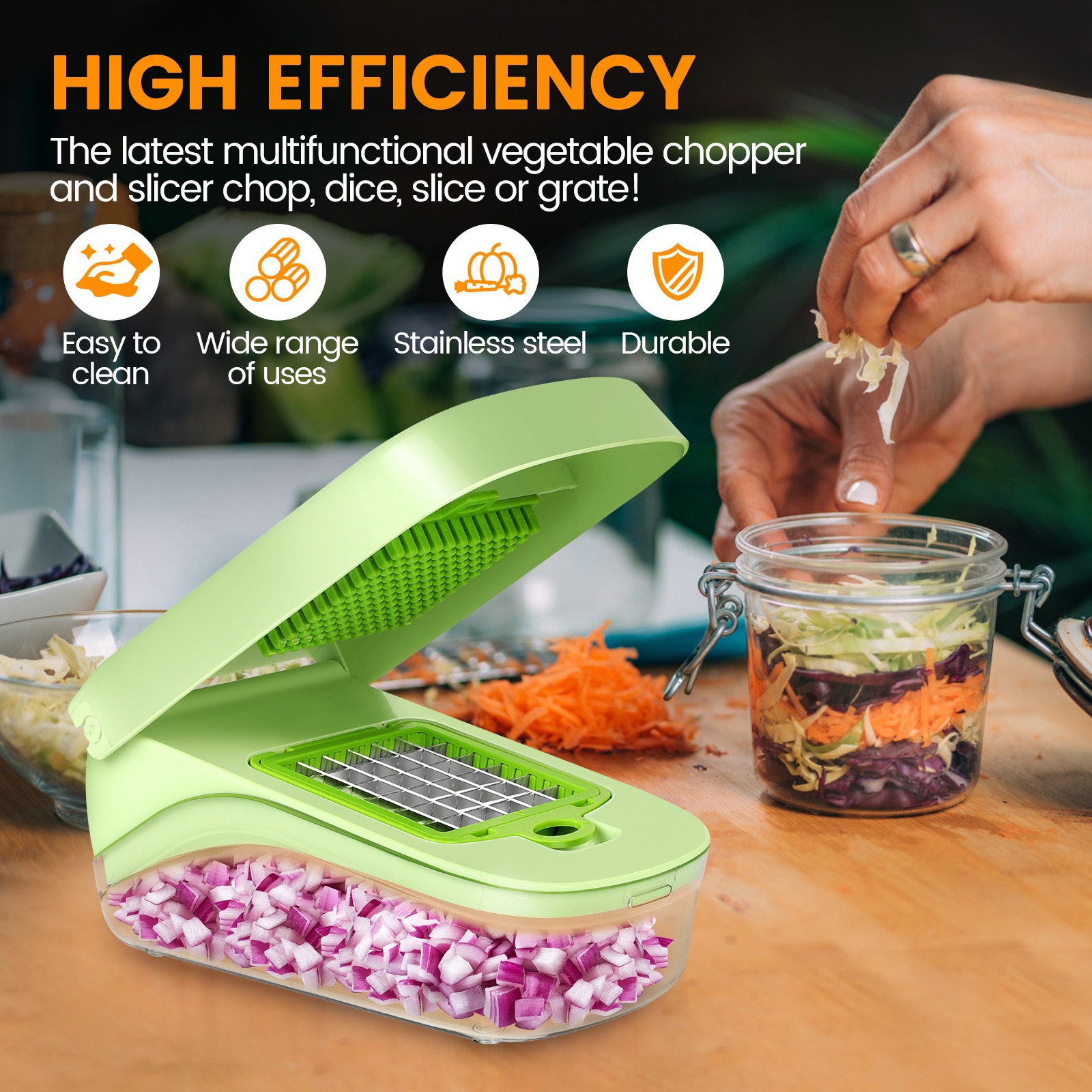 Image of 17-in-1 Multi-Function Vegetable Cutter and Slicer | Manual Chopper Dicer Grater Set for Kitchen | ABS + Stainless Steel Food Processor