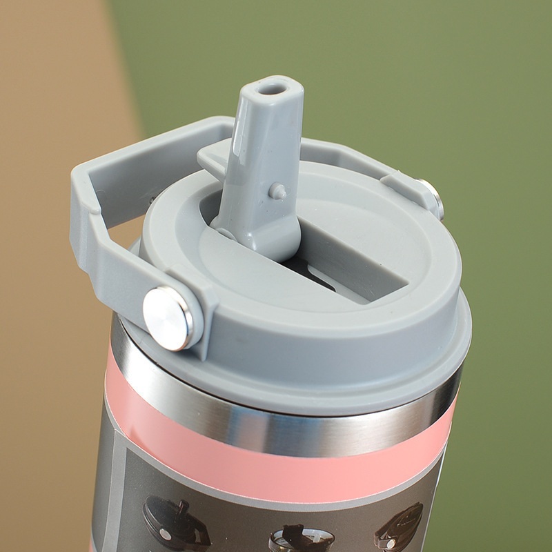 Image of Cross-border portable 850ml car cup stainless steel vacuum suction cup outdoor car ice pack thermos mug