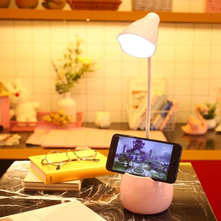 Image of LED Eye Protection Desk Lamp with Pen Holder — Student Study & Reading Lamp