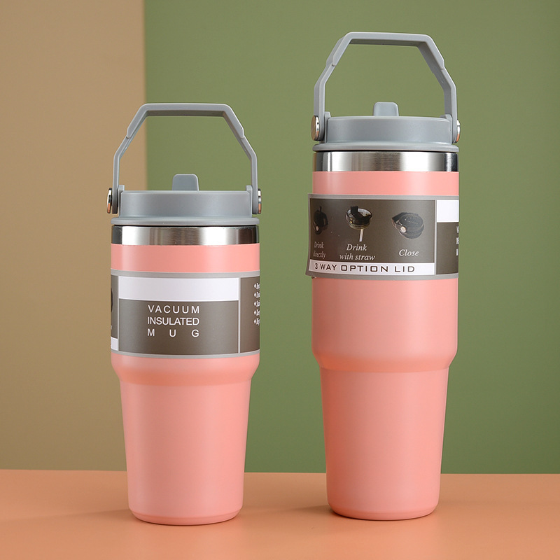 Image of Cross-border portable 850ml car cup stainless steel vacuum suction cup outdoor car ice pack thermos mug