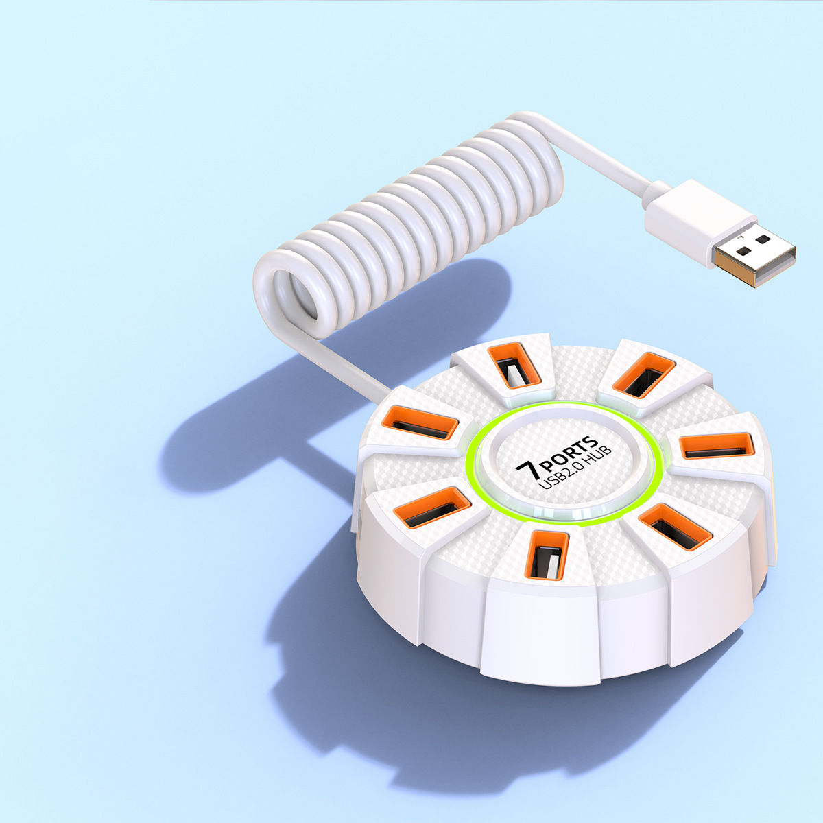 Image of High-Speed 7-Port USB 2.0 Hub with Colorful Ambient Lighting – Model A065