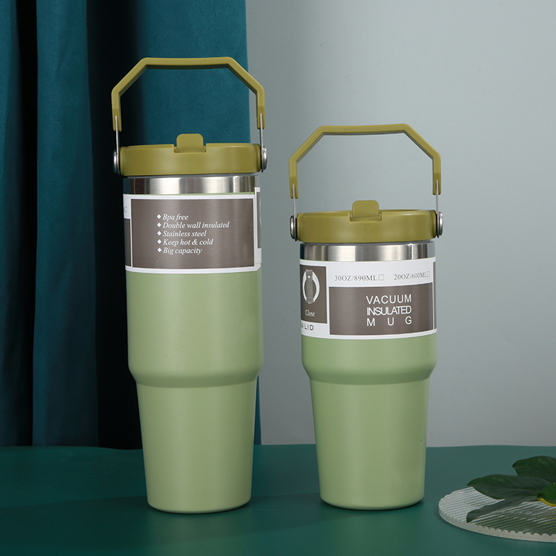 Image of Cross-border portable 850ml car cup stainless steel vacuum suction cup outdoor car ice pack thermos mug