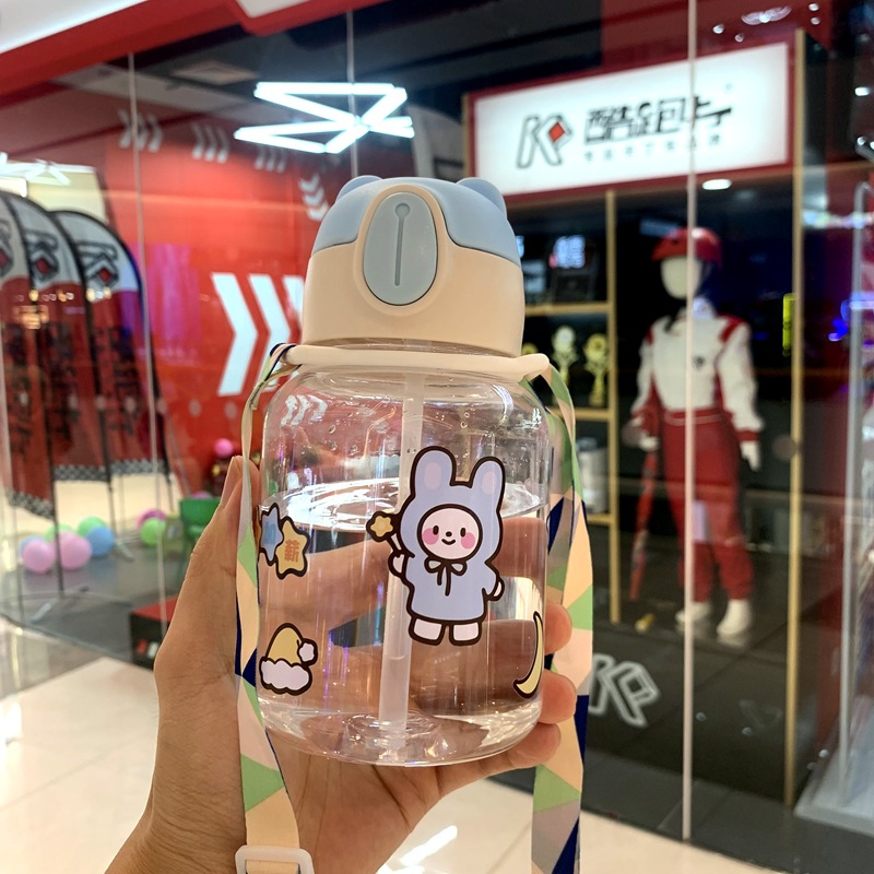 Image of Children's Cartoon Straw water bottle, summer influencer, high-value straw cup, boys and girls, elementary school, kindergarten baby water bottle custom