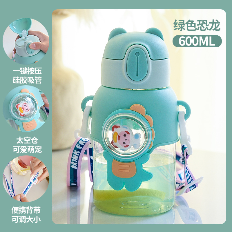 Image of Children's Cartoon Straw water bottle, summer influencer, high-value straw cup, boys and girls, elementary school, kindergarten baby water bottle custom
