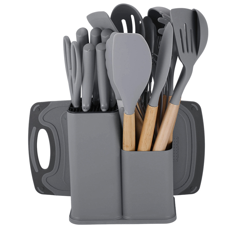 Image of 19-Piece Silicone Kitchenware Set – Non-Stick Utensil Set with Double-Barrel Knife | Model XB19