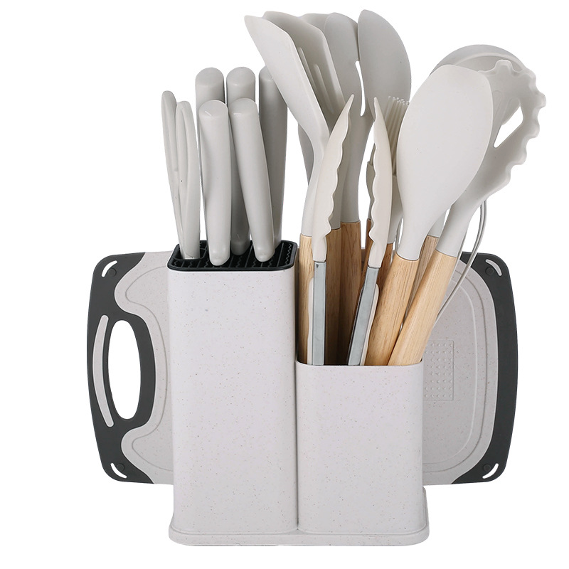 Image of 19-Piece Silicone Kitchenware Set – Non-Stick Utensil Set with Double-Barrel Knife | Model XB19