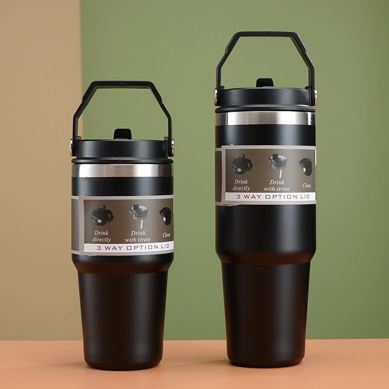 Image of Cross-border portable 850ml car cup stainless steel vacuum suction cup outdoor car ice pack thermos mug