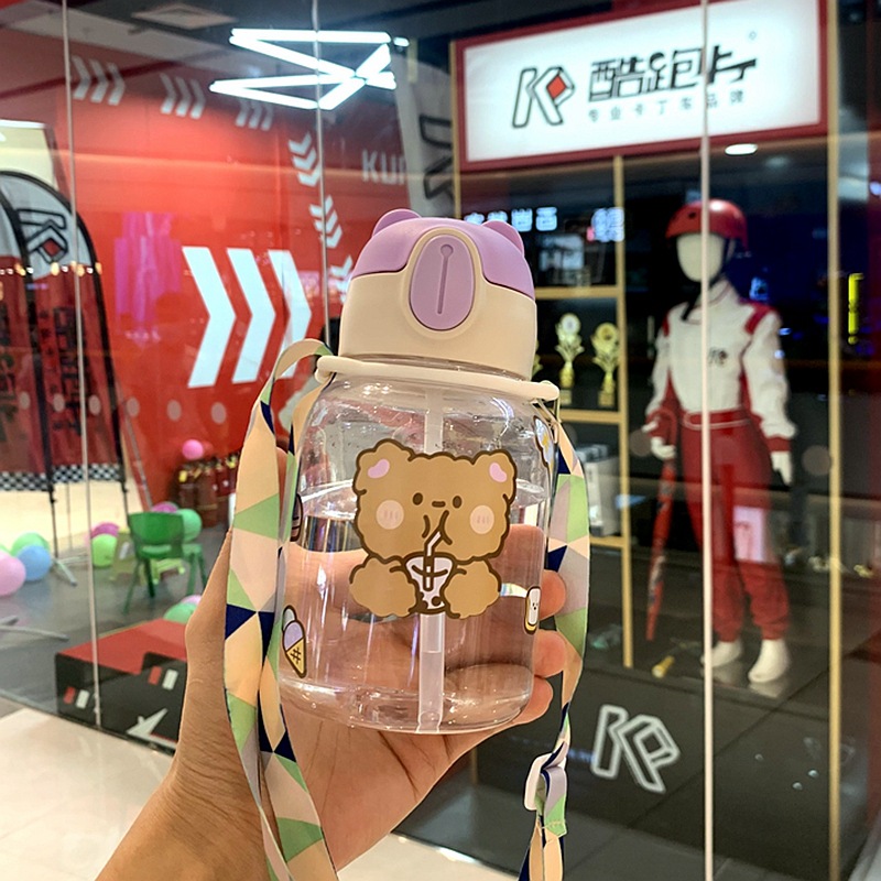 Image of Children's Cartoon Straw water bottle, summer influencer, high-value straw cup, boys and girls, elementary school, kindergarten baby water bottle custom