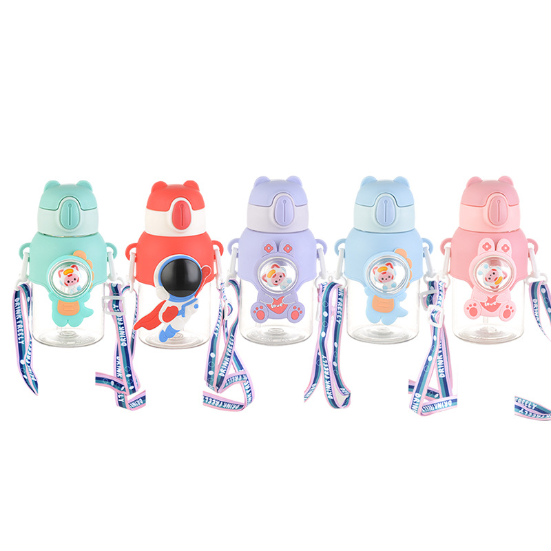 Image of Children's Cartoon Straw water bottle, summer influencer, high-value straw cup, boys and girls, elementary school, kindergarten baby water bottle custom