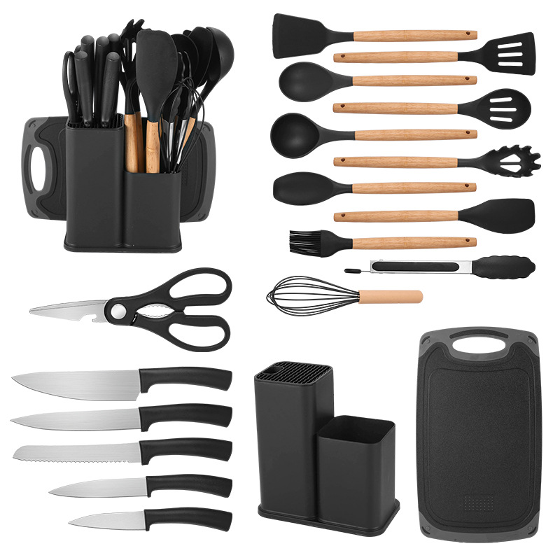 Image of 19-Piece Silicone Kitchenware Set – Non-Stick Utensil Set with Double-Barrel Knife | Model XB19