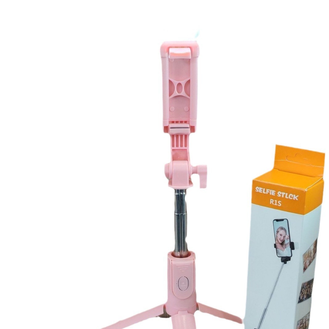 Image of Selfie Stick R1s Cell Phone Selfie Stick Portable All-in-one Bluetooth Remote Control Fill Light Live Streaming Retractable Phone Holder