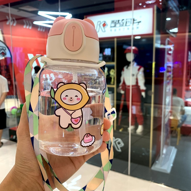 Image of Children's Cartoon Straw water bottle, summer influencer, high-value straw cup, boys and girls, elementary school, kindergarten baby water bottle custom