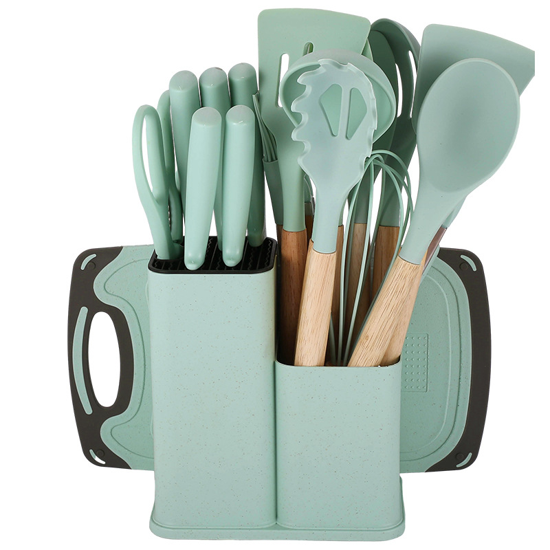Image of 19-Piece Silicone Kitchenware Set – Non-Stick Utensil Set with Double-Barrel Knife | Model XB19