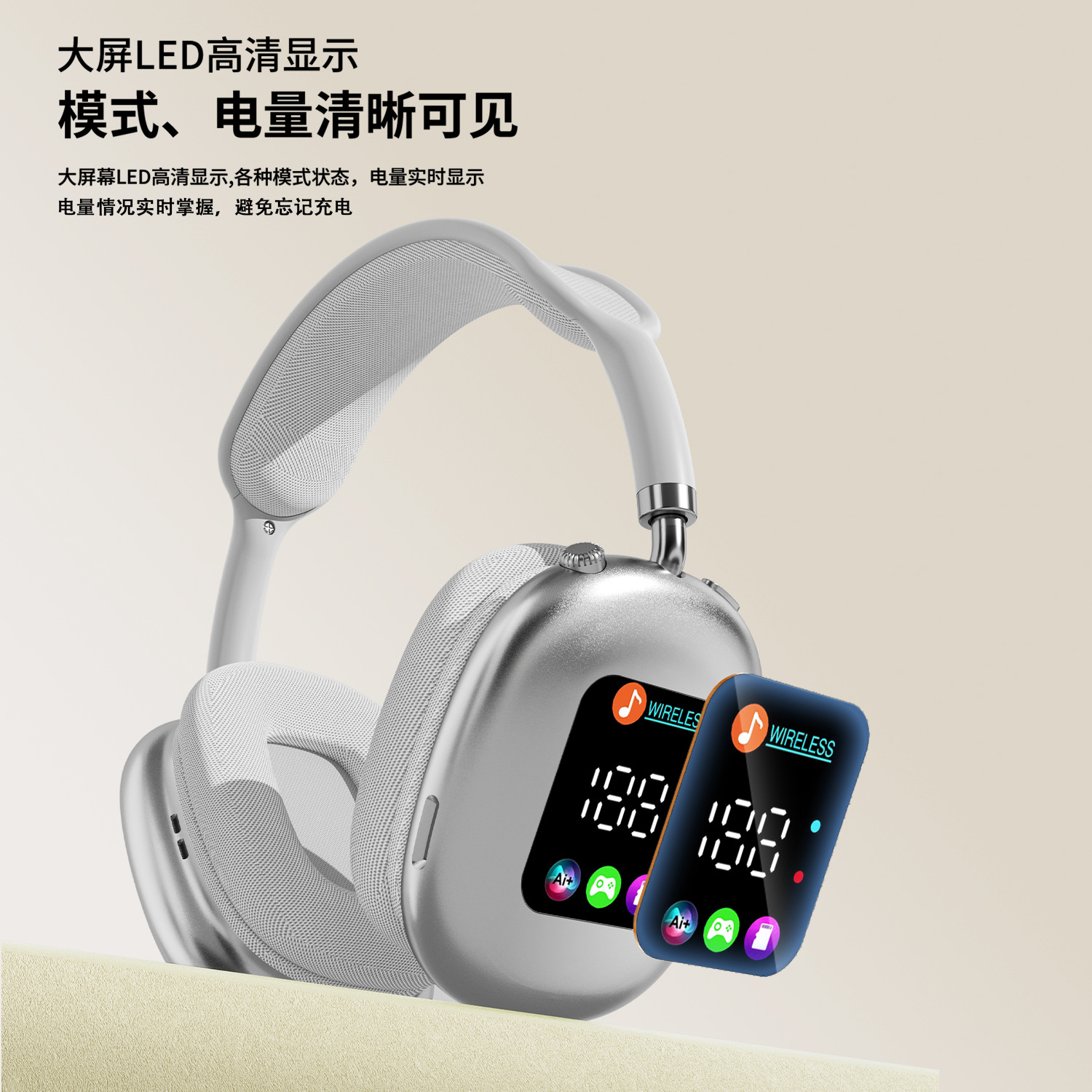Image of AKZ MAX600 Wireless Bluetooth Headphones – Custom-Molded with RGB Display