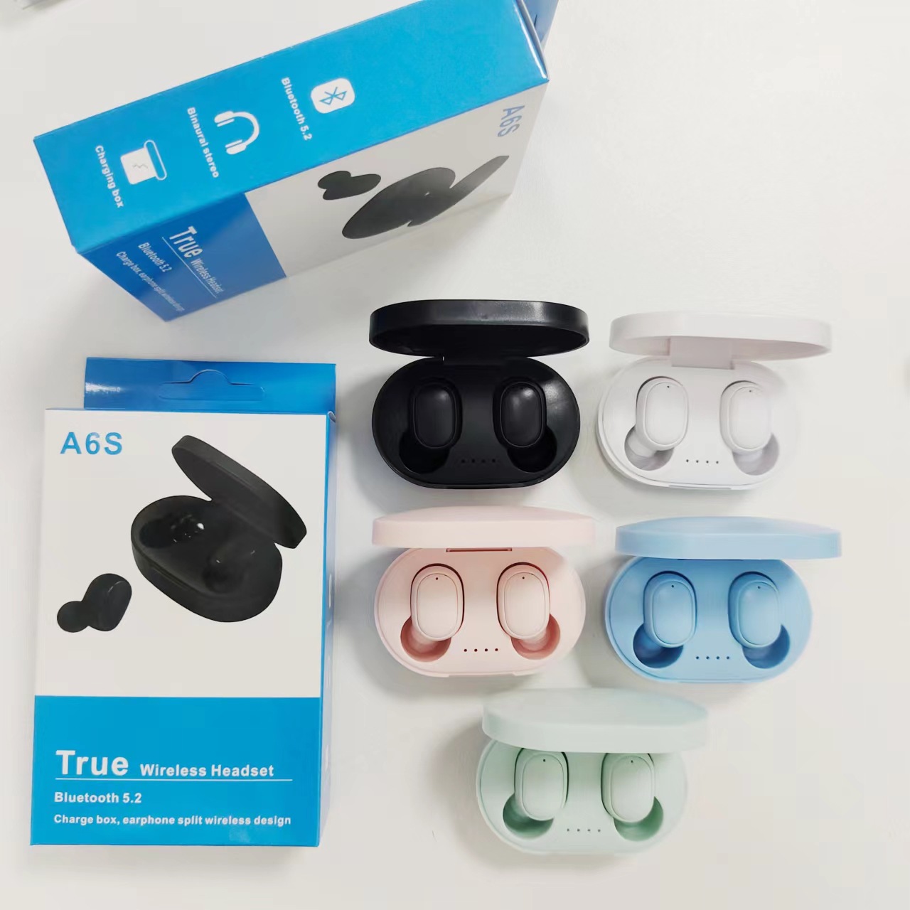 A6S Bluetooth Headphones Cross-border Hot Macaron Bluetooth 5.3 Wireless TWS Earbuds Sports Mini New Headphones