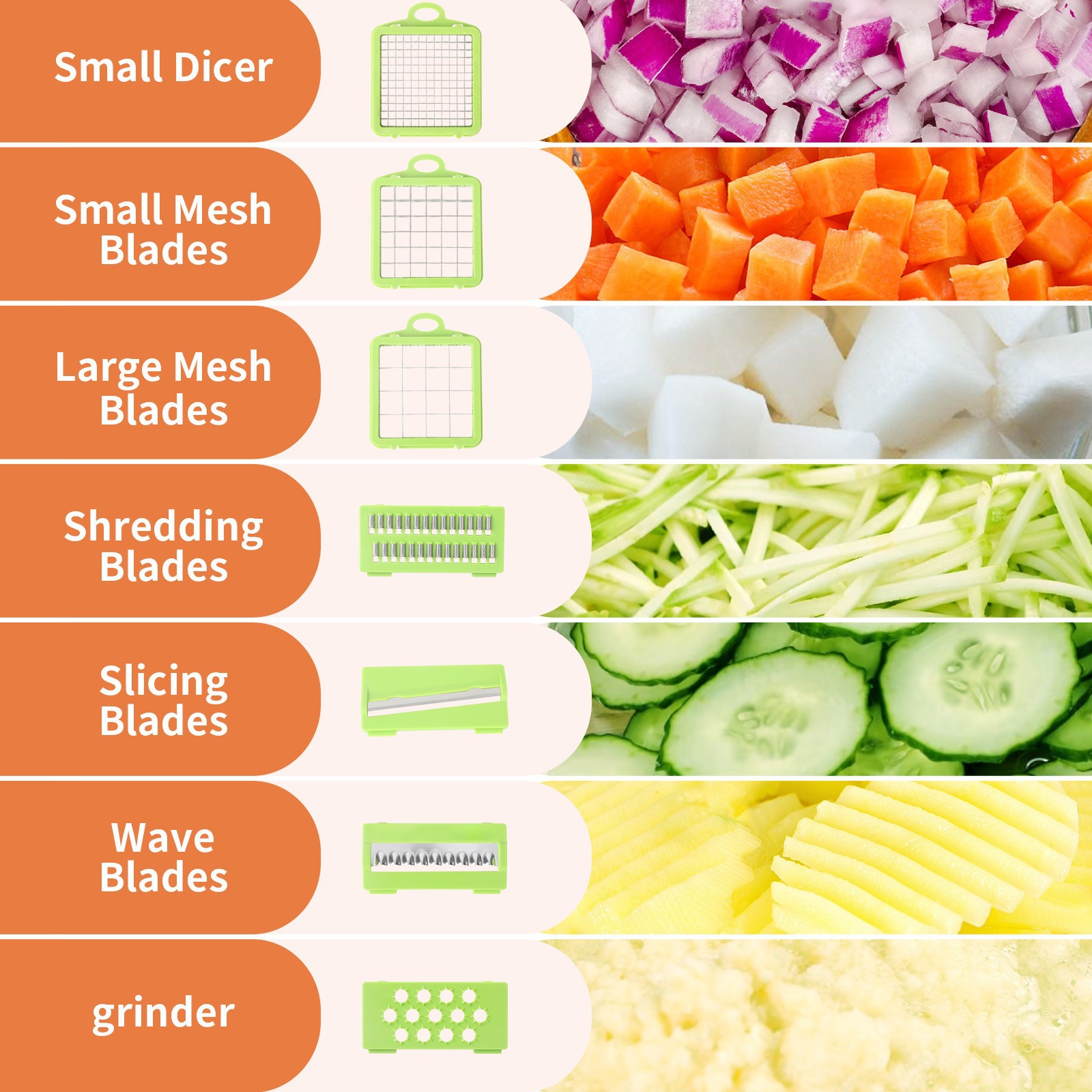 Image of 17-in-1 Multi-Function Vegetable Cutter and Slicer | Manual Chopper Dicer Grater Set for Kitchen | ABS + Stainless Steel Food Processor