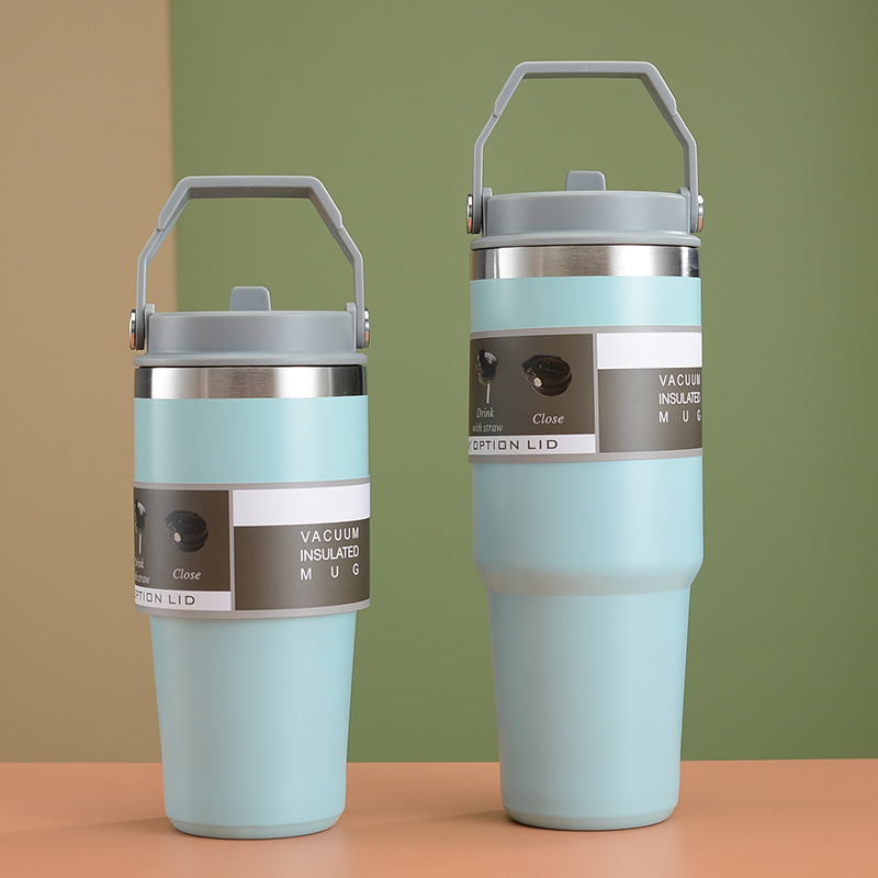 Image of Cross-border portable 850ml car cup stainless steel vacuum suction cup outdoor car ice pack thermos mug