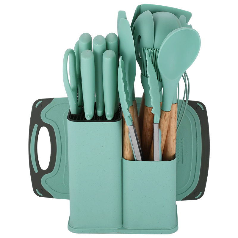 Image of 19-Piece Silicone Kitchenware Set – Non-Stick Utensil Set with Double-Barrel Knife | Model XB19