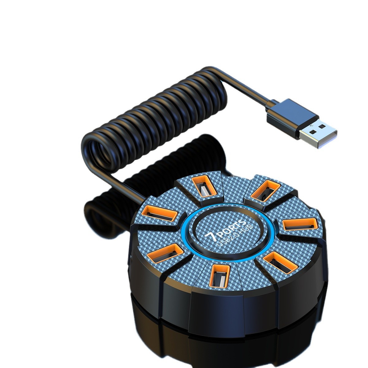 Image of High-Speed 7-Port USB 2.0 Hub with Colorful Ambient Lighting – Model A065