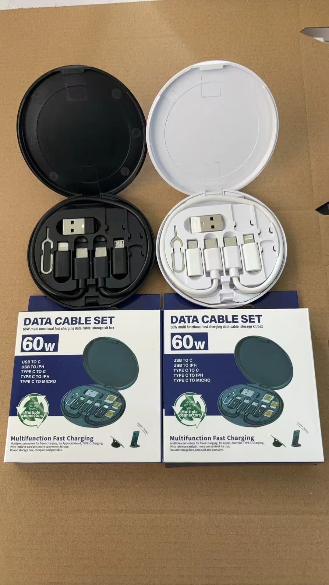 Image of 5-in-1 TYPEC data cable portable multi-function 60W fast charging adapter storage set suitable for Apple Huawei