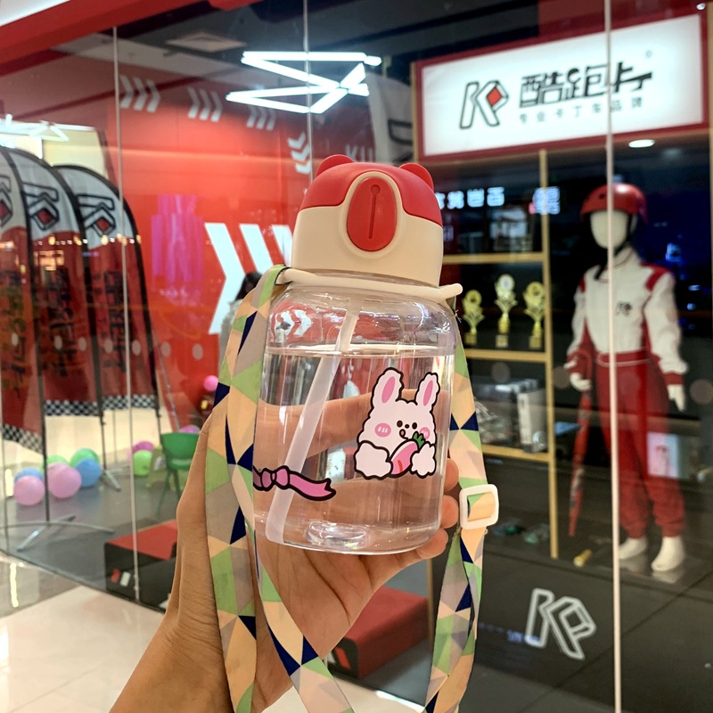 Image of Children's Cartoon Straw water bottle, summer influencer, high-value straw cup, boys and girls, elementary school, kindergarten baby water bottle custom