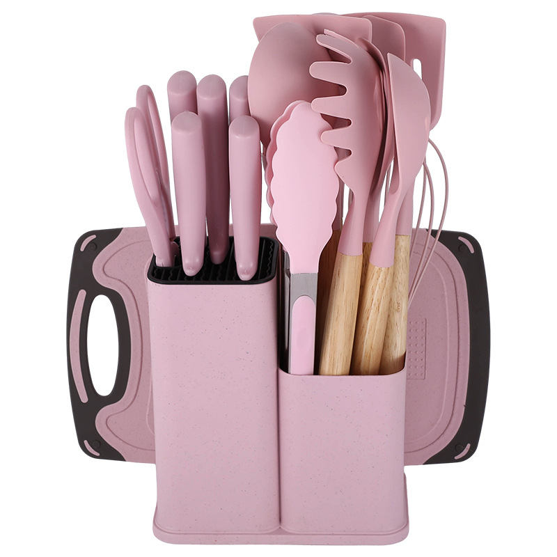 Image of 19-Piece Silicone Kitchenware Set – Non-Stick Utensil Set with Double-Barrel Knife | Model XB19