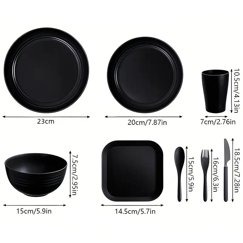 Image of Durable Plastic Dinnerware Set – 32-Piece Lightweight Tableware for Home, Camping, Parties | Microwave-Safe, Shatterproof