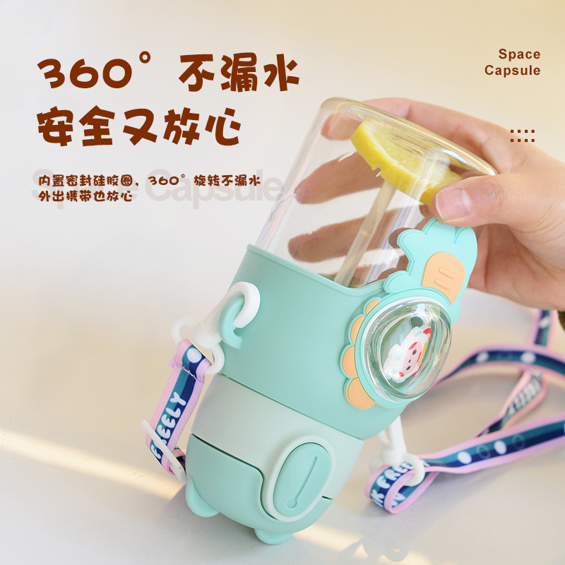 Image of Children's Cartoon Straw water bottle, summer influencer, high-value straw cup, boys and girls, elementary school, kindergarten baby water bottle custom