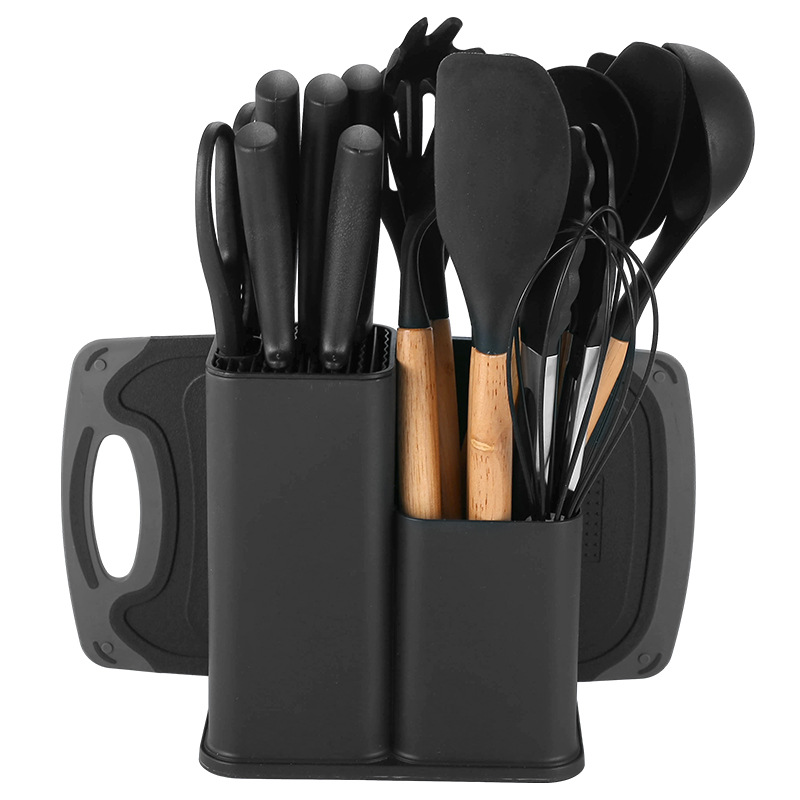 Image of 19-Piece Silicone Kitchenware Set – Non-Stick Utensil Set with Double-Barrel Knife | Model XB19